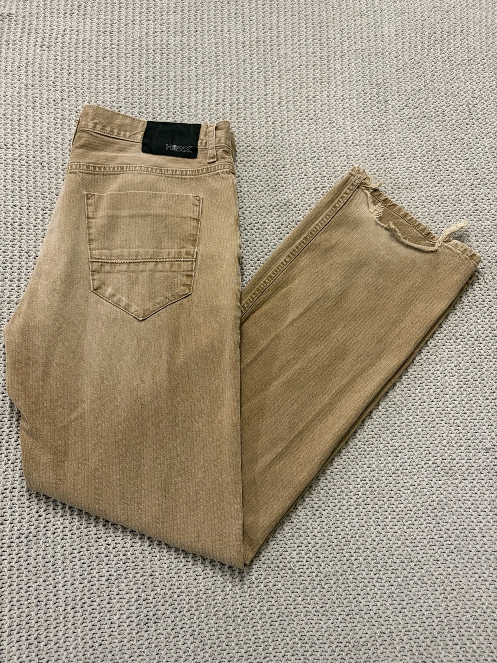Tony Hawk Men's Straight Jeans in Tan with Raw Hem